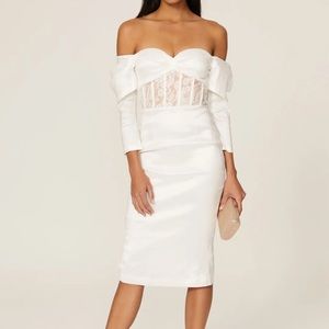 Elle Zeitoune Olivia White Off the Shoulder Dress